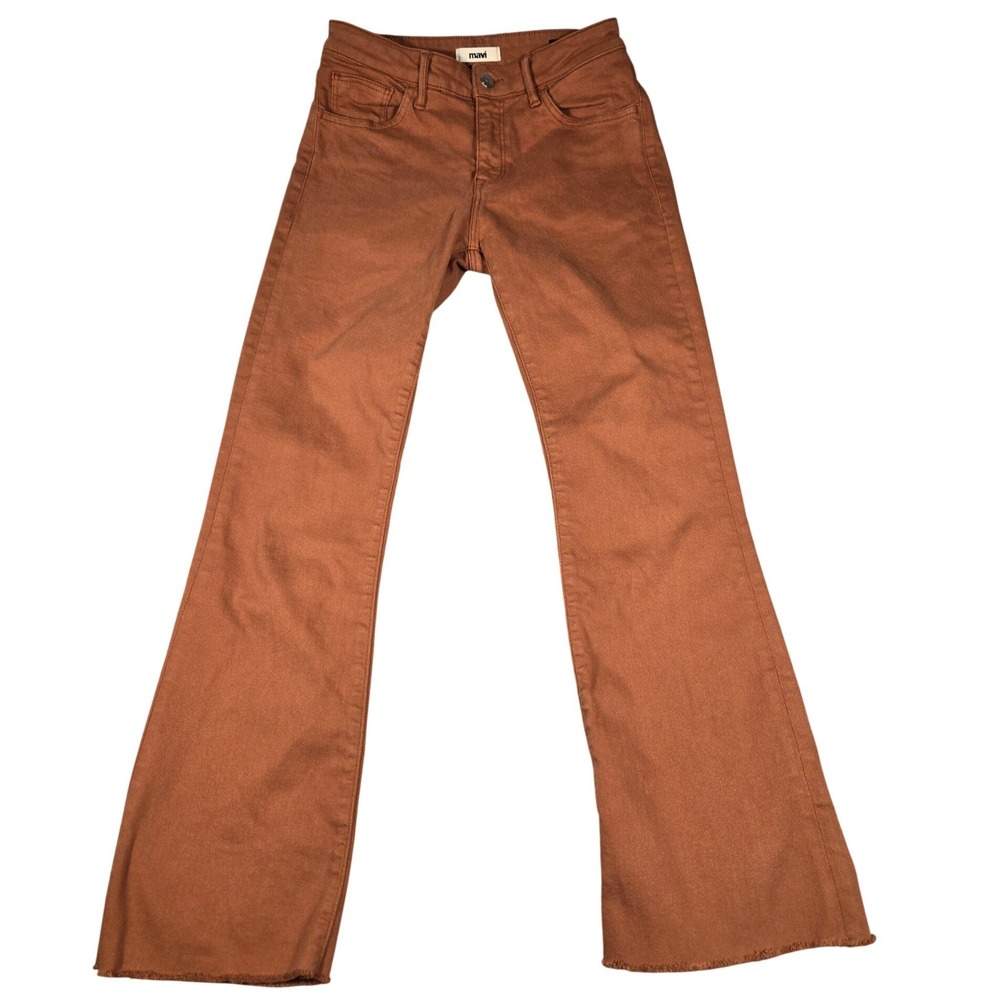 Mavi Anika High Rise Crop Flare Jeans Terracotta Clay Raw Hem 27/27 M100488